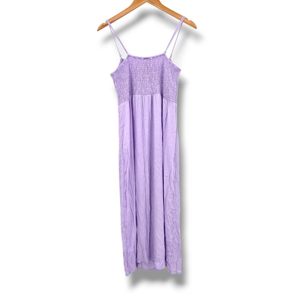Wild Fable Smocked Maxi Dress Casual Sundress Swim Coverup Sleeveless Purple XL - Picture 1 of 9